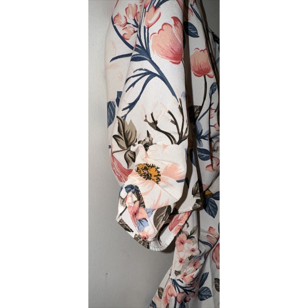 Milk & Honey Crop Top Blouse Boho Ruched Floral Sexy Milkmaid Coquette Women's M - Picture 4 of 11